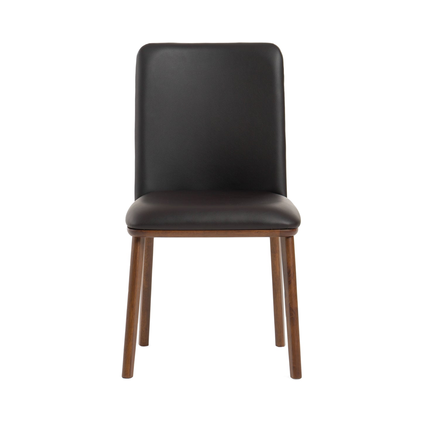 Modrest Utah Modern Walnut and Brown Eco-Leather Dining Chair- Set of 2