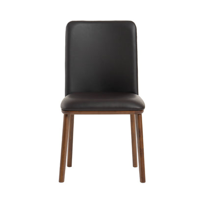Modrest Utah Modern Walnut and Brown Eco-Leather Dining Chair- Set of 2