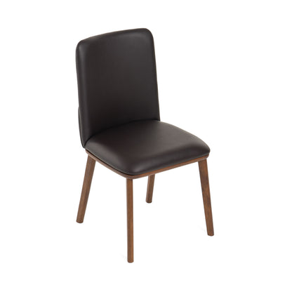 Modrest Utah Modern Walnut and Brown Eco-Leather Dining Chair- Set of 2