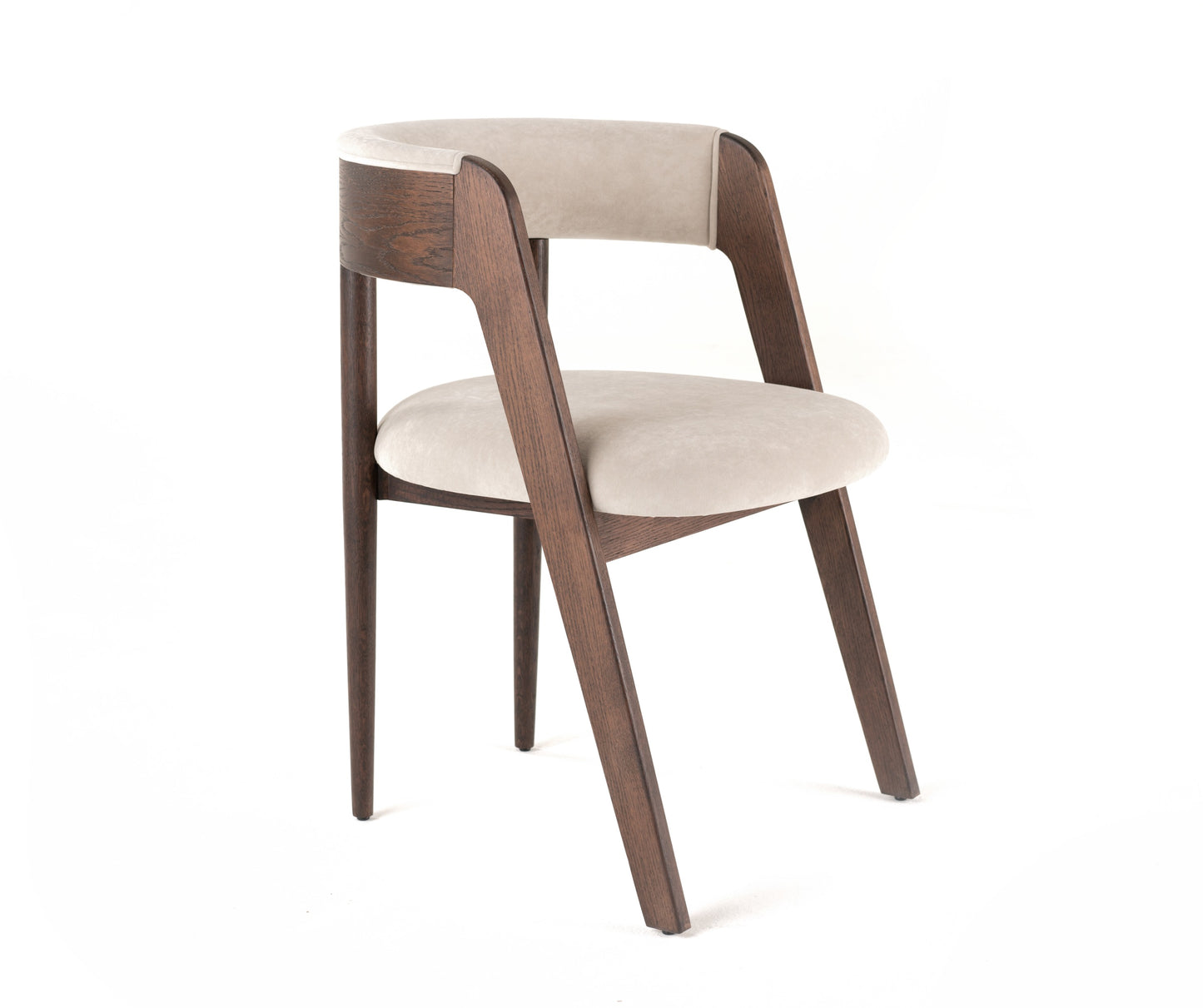 Modrest Vegas Modern Beige Velvet Walnut Oak Dining Chair
