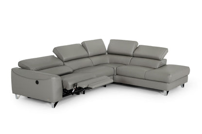 Divani Casa Versa Modern Grey Teco-Leather Right Facing Sectional Sofa with Recliner