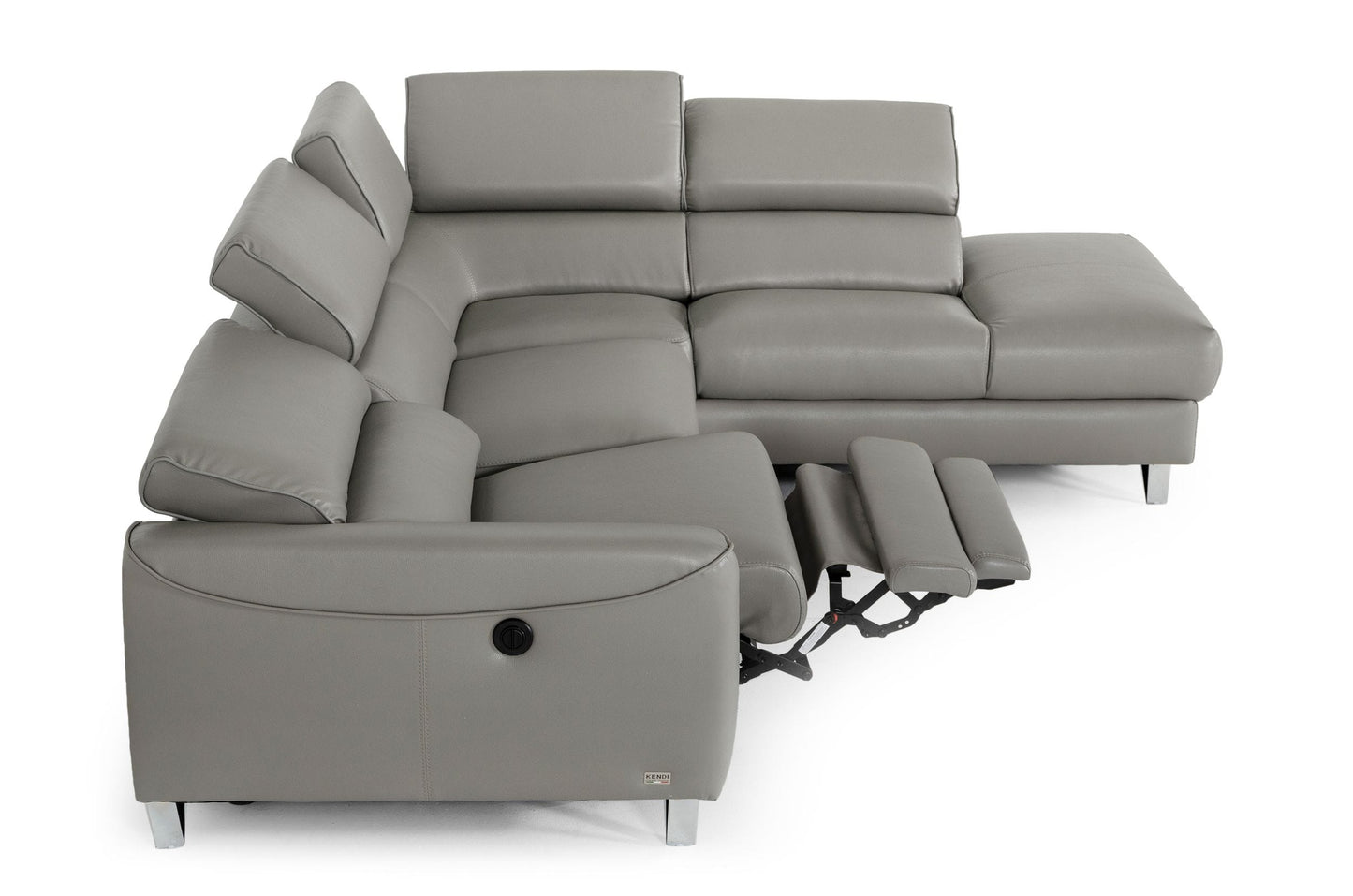 Divani Casa Versa Modern Grey Teco-Leather Right Facing Sectional Sofa with Recliner