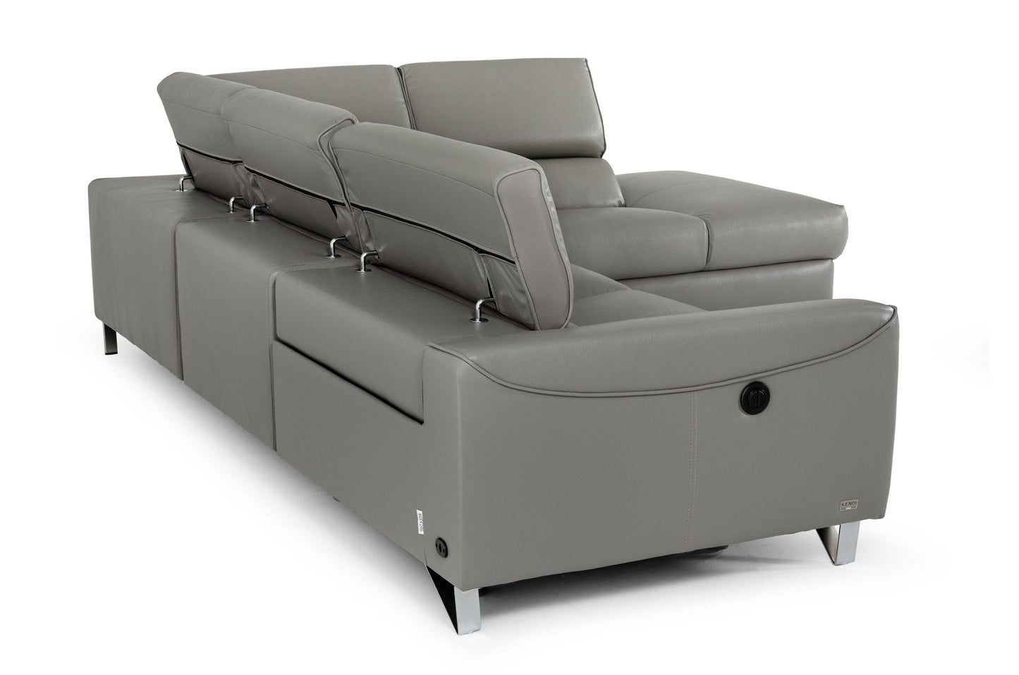 Divani Casa Versa Modern Grey Teco-Leather Right Facing Sectional Sofa with Recliner