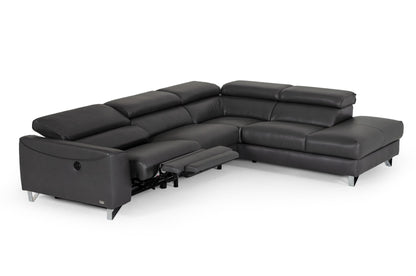 Divani Casa Versa Modern Grey Teco Leather RAF Chaise with Recliner