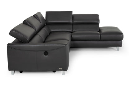Divani Casa Versa Modern Grey Teco Leather RAF Chaise with Recliner