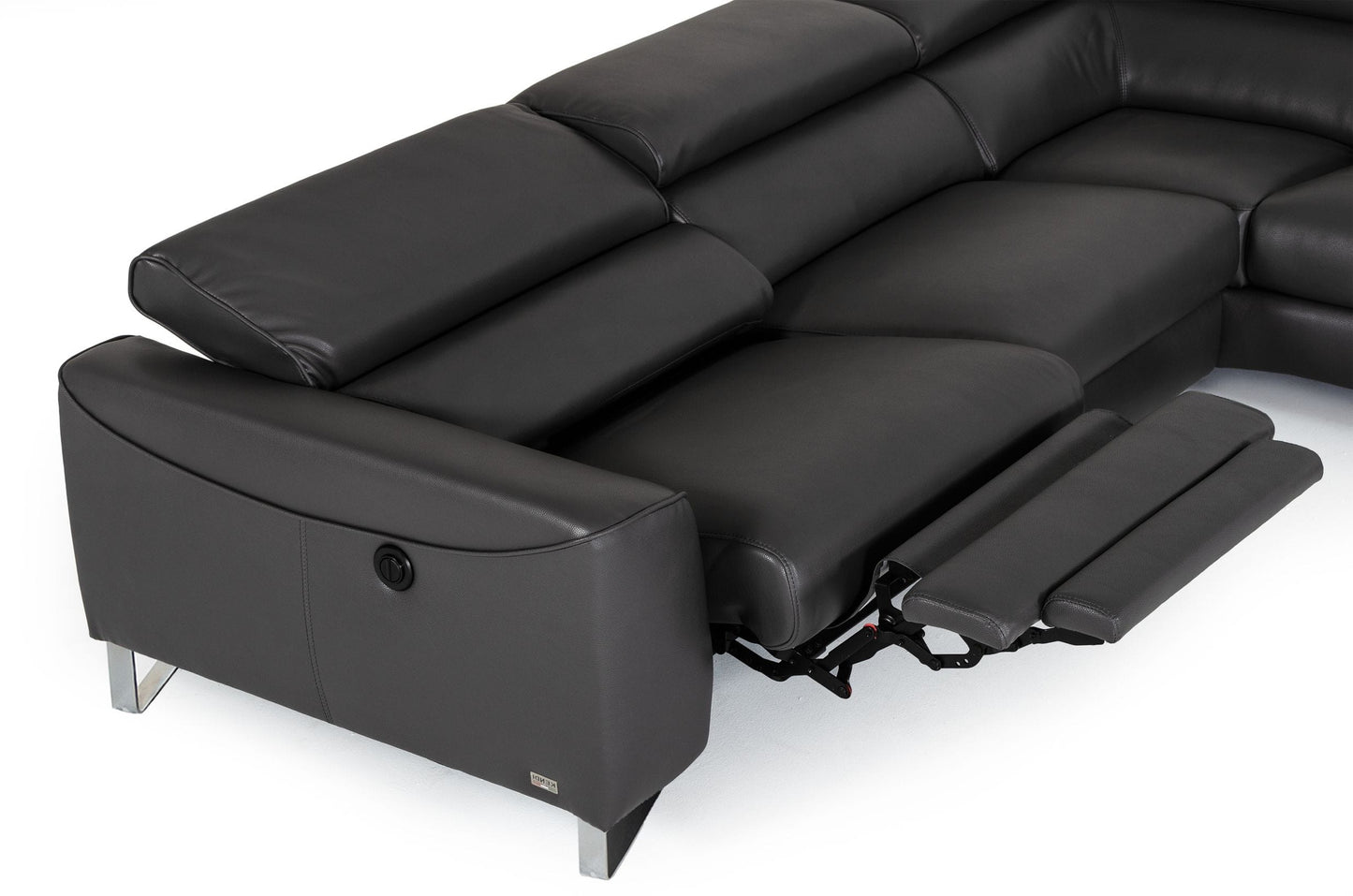 Divani Casa Versa Modern Grey Teco Leather RAF Chaise with Recliner