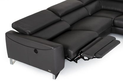 Divani Casa Versa Modern Grey Teco Leather RAF Chaise with Recliner