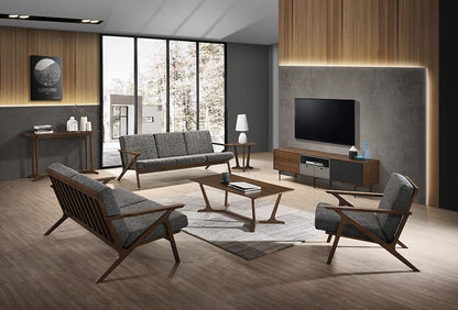 Modrest Candea Mid-Century Walnut and Grey Accent Chair