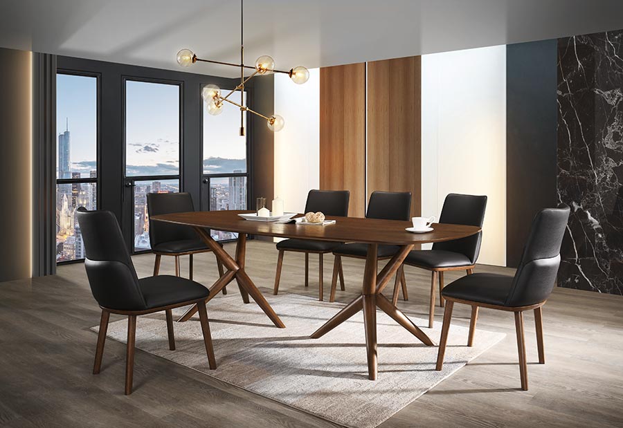 Modrest Utah Modern Walnut Rectangular Dining Table