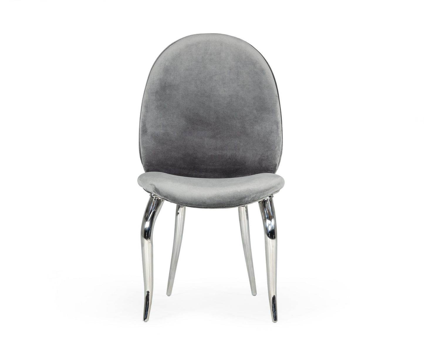 Modrest Vince Glam Grey Velvet Dining Chair Set of 2