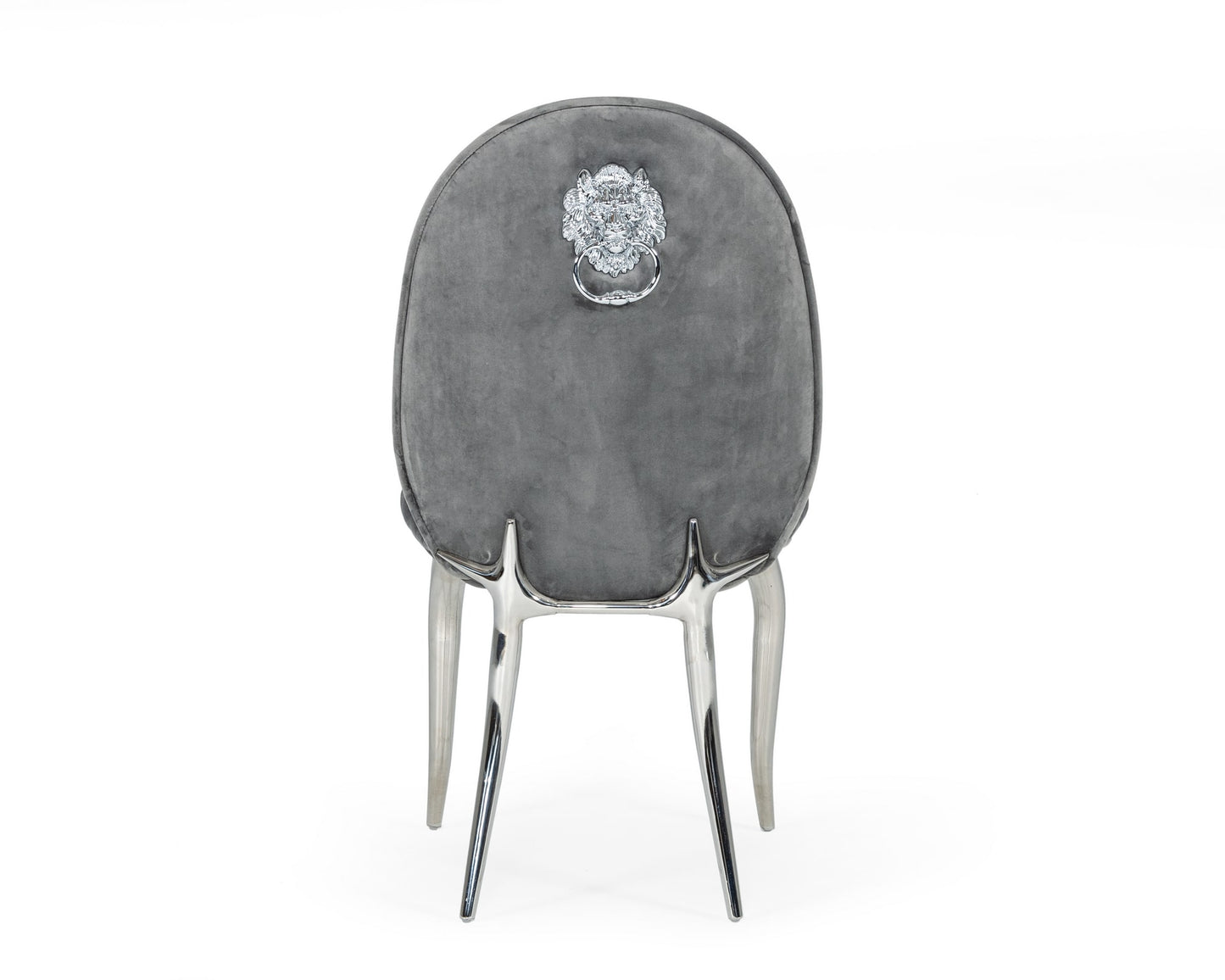 Modrest Vince Glam Grey Velvet Dining Chair Set of 2
