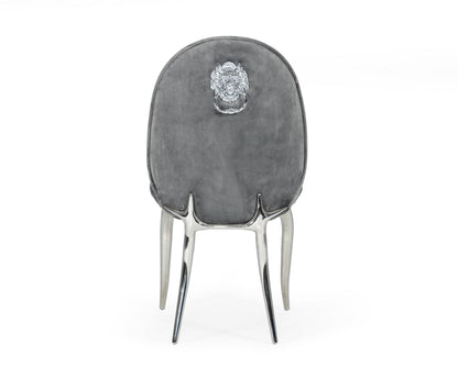 Modrest Vince Glam Grey Velvet Dining Chair Set of 2
