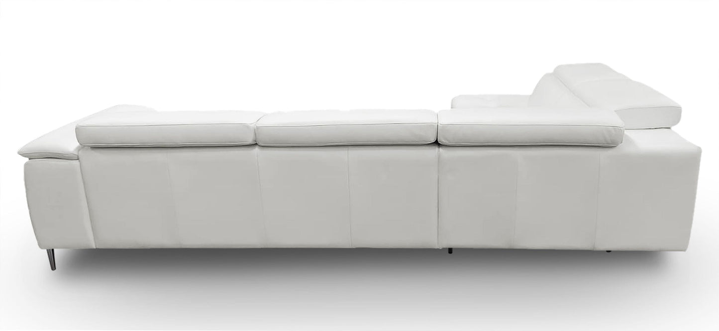 Lamod Italia Viola Italian Contemporary Grey Leather Left Facing Sectional Sofa