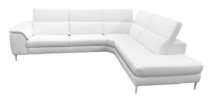 Lamod Italia Viola Italian Contemporary White Leather Right Facing Sectional Sofa