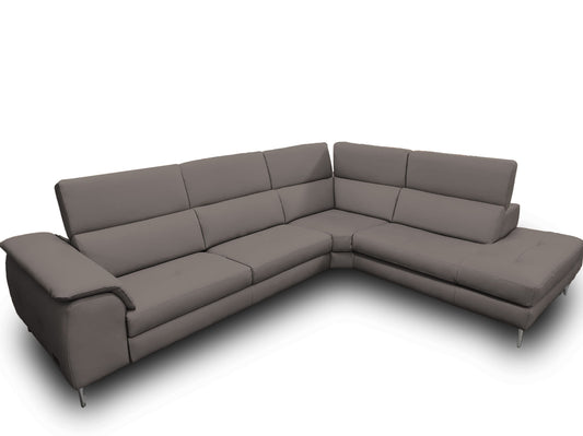 Lamod Italia Viola Italian Contemporary Grey Leather Right Facing Sectional Sofa