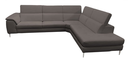 Lamod Italia Viola Italian Contemporary Grey Leather Right Facing Sectional Sofa