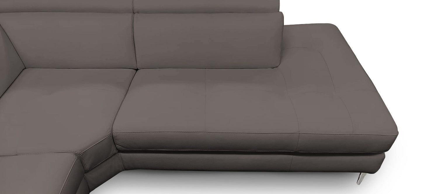 Lamod Italia Viola Italian Contemporary Grey Leather Right Facing Sectional Sofa