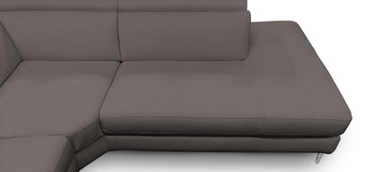Lamod Italia Viola Italian Contemporary Grey Leather Right Facing Sectional Sofa