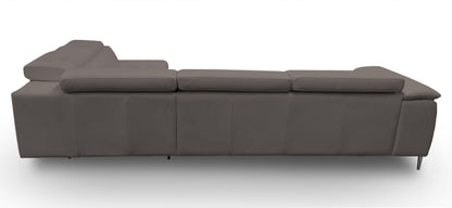 Lamod Italia Viola Italian Contemporary Grey Leather Right Facing Sectional Sofa