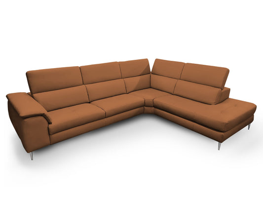 Lamod Italia Viola Italian Contemporary Cognac Leather Right Facing Sectional Sofa