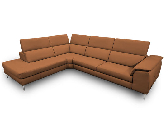 Lamod Italia Viola Italian Contemporary Cognac Leather Left Facing Sectional Sofa