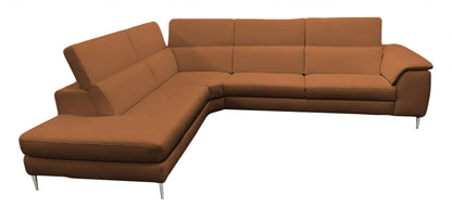 Lamod Italia Viola Italian Contemporary Cognac Leather Left Facing Sectional Sofa