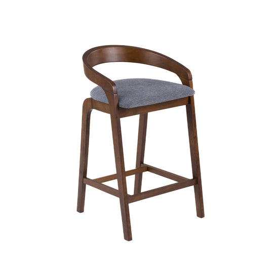 Modrest Vougler Modern Grey Fabric Walnut Counter Chair