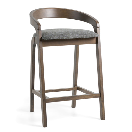Modrest Vougler Modern Grey Fabric Wenge Counter Chair