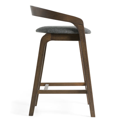 Modrest Vougler Modern Grey Fabric Wenge Counter Chair