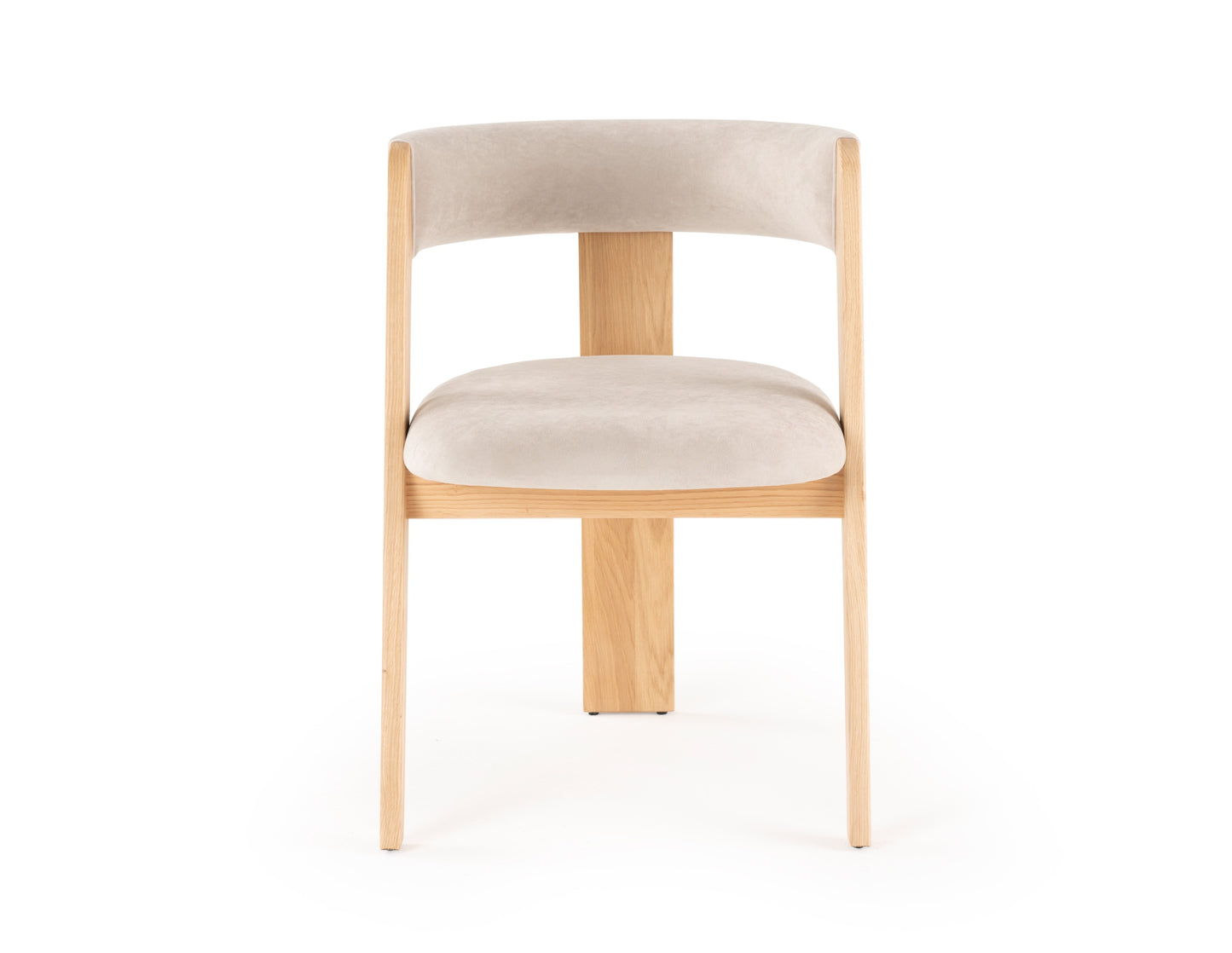 Modrest Washington Modern Cream Velvet Natural Oak Dining Chair
