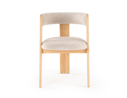 Modrest Washington Modern Cream Velvet Natural Oak Dining Chair
