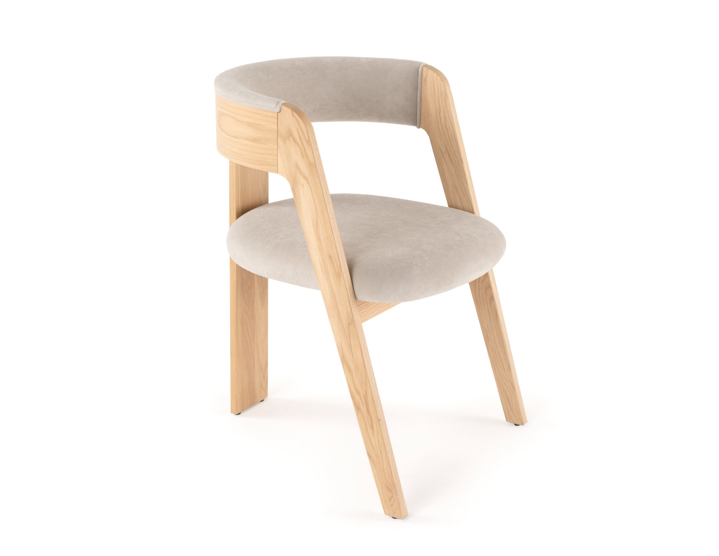 Modrest Washington Modern Cream Velvet Natural Oak Dining Chair