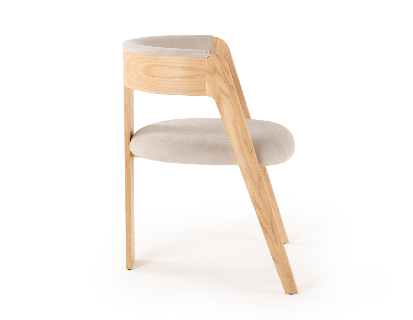 Modrest Washington Modern Cream Velvet Natural Oak Dining Chair