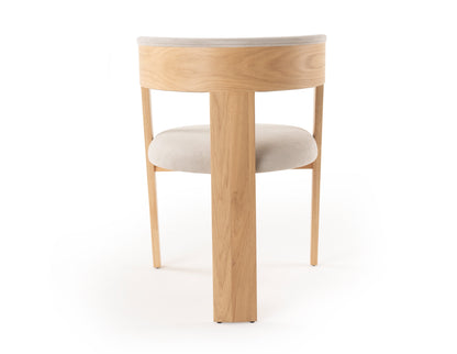 Modrest Washington Modern Cream Velvet Natural Oak Dining Chair