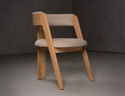 Modrest Washington Modern Cream Velvet Natural Oak Dining Chair