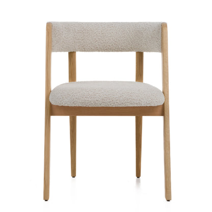 Modrest Vegas Modern Cream Fabric Natural Oak Dining Chair