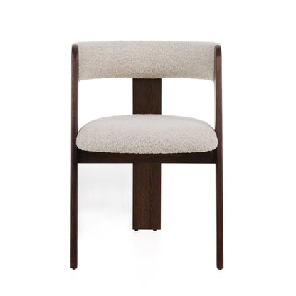 Modrest Washington Modern Cream Fabric Brown Oak Dining Chair