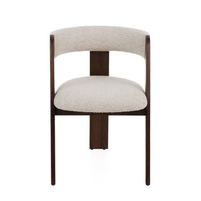 Modrest Washington Modern Cream Fabric Brown Oak Dining Chair