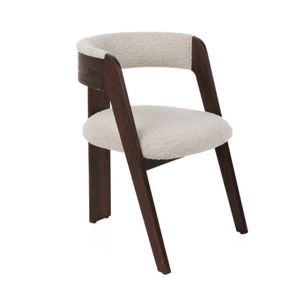 Modrest Washington Modern Cream Fabric Brown Oak Dining Chair