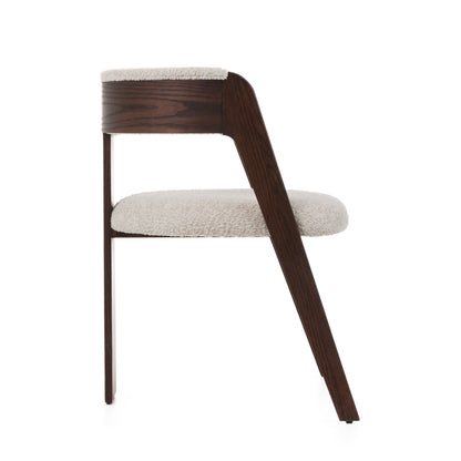 Modrest Washington Modern Cream Fabric Brown Oak Dining Chair