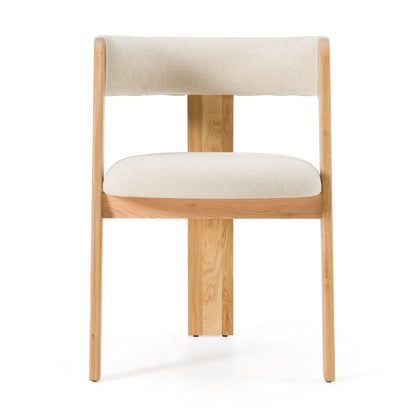 Modrest Washington Modern Beige Fabric White Oak Dining Chair