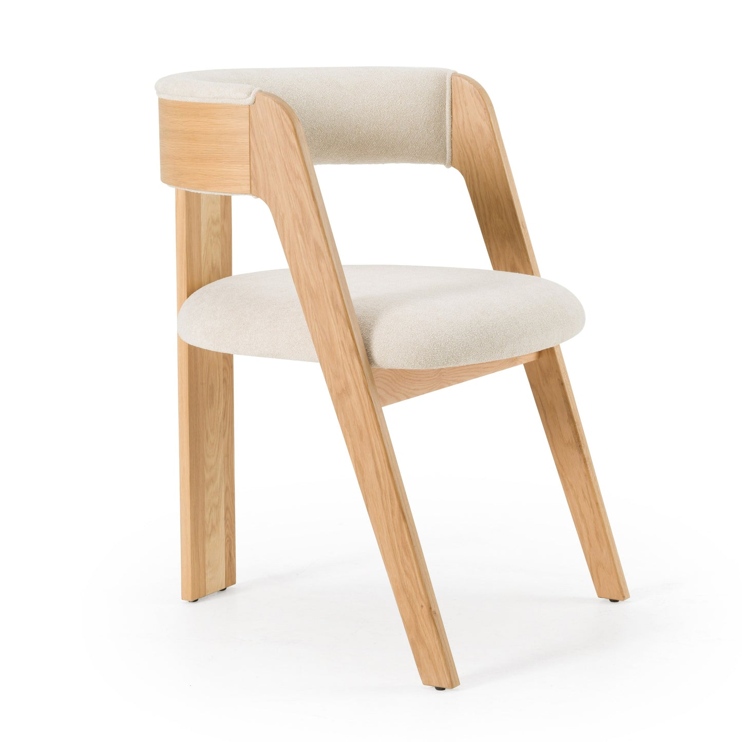 Modrest Washington Modern Beige Fabric White Oak Dining Chair