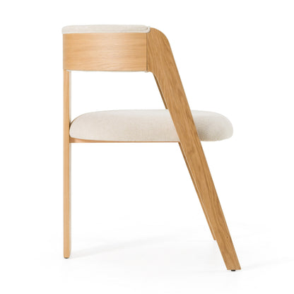 Modrest Washington Modern Beige Fabric White Oak Dining Chair