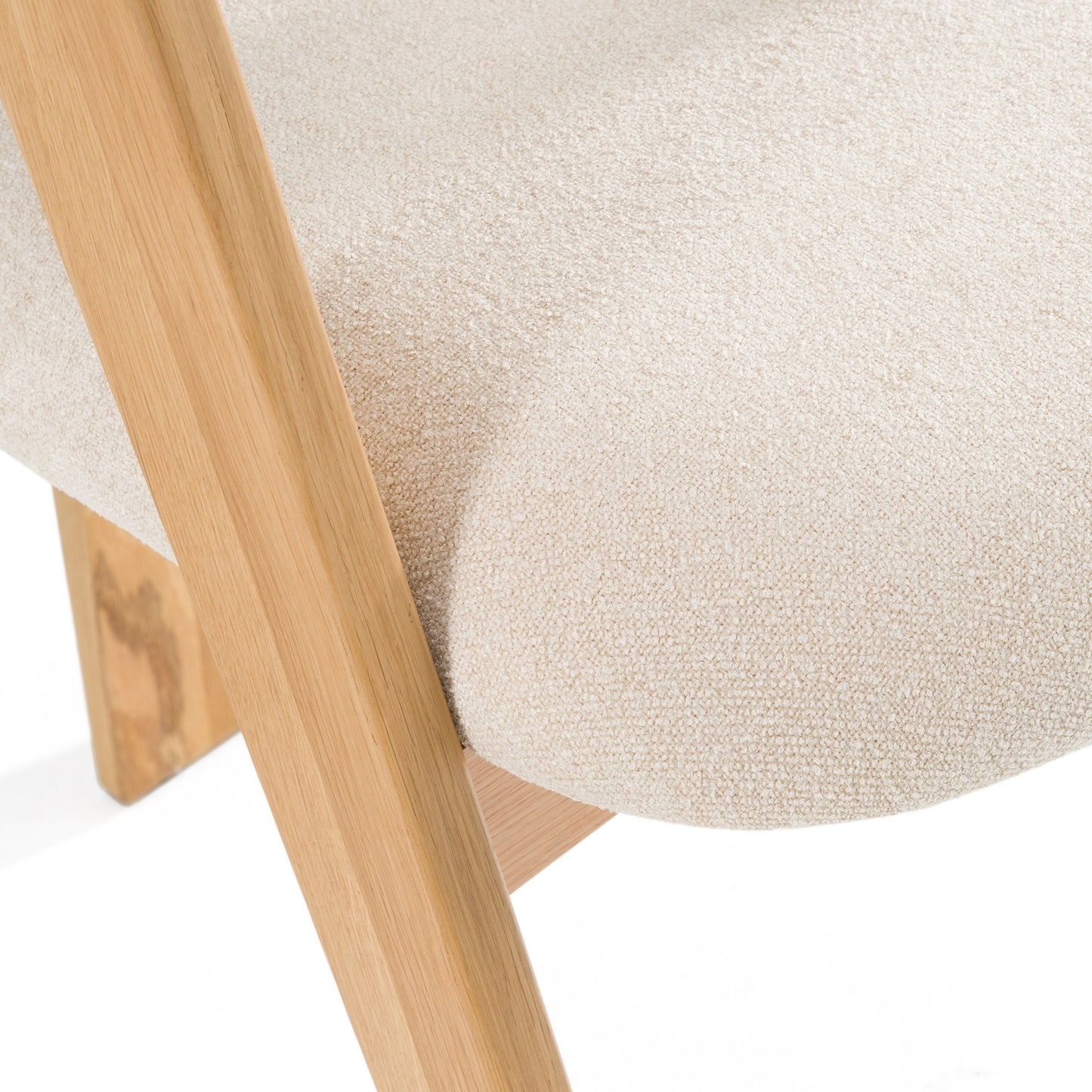 Modrest Washington Modern Beige Fabric White Oak Dining Chair