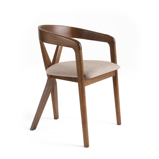 Modrest Weiss Mid-Century Modern Light Brown Fabric Walnut Dining Chair