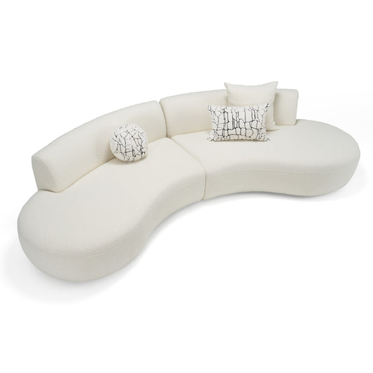 Divani Casa Weldon Modern Cream Fabric Curved Sectional