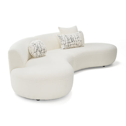 Divani Casa Weldon Modern Cream Fabric Curved Sectional