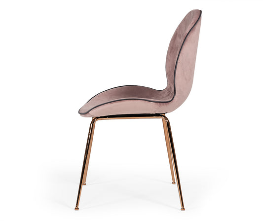 Modrest Wendy Modern Pink Velvet and Rosegold Dining Chair