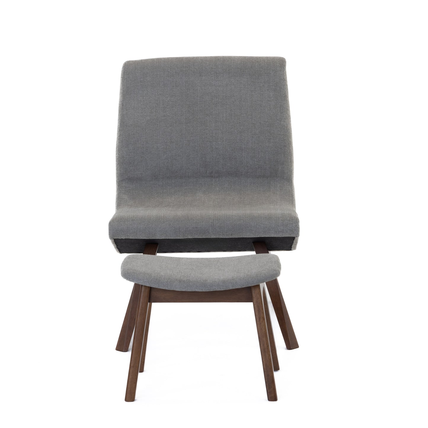 Modrest Whitney Modern Grey and Walnut Accent Chair and Ottoman
