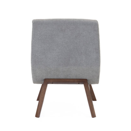 Modrest Whitney Modern Grey and Walnut Accent Chair and Ottoman